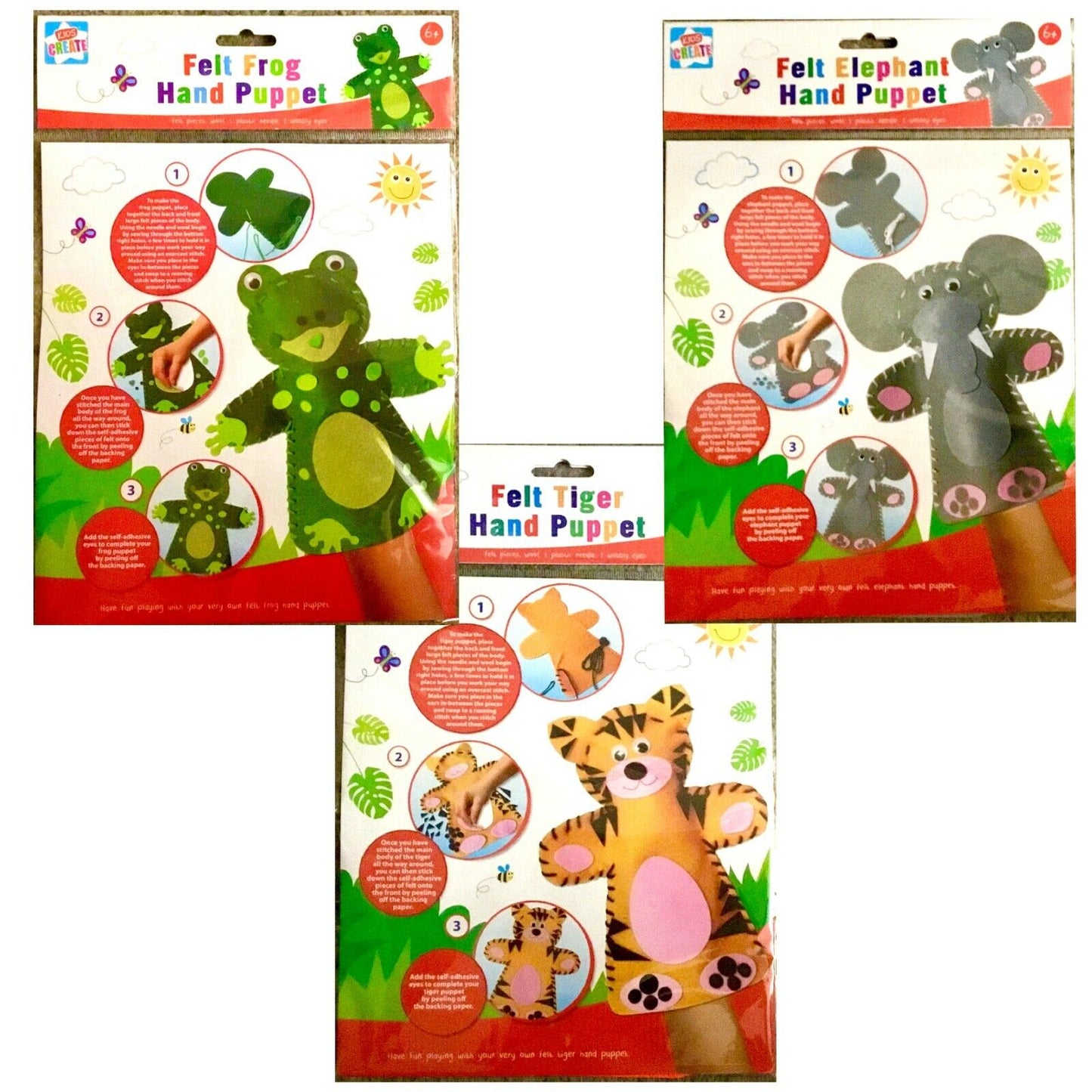 1x Sew Your Own Fabric Felt Animal Hand Puppet DIY Kit