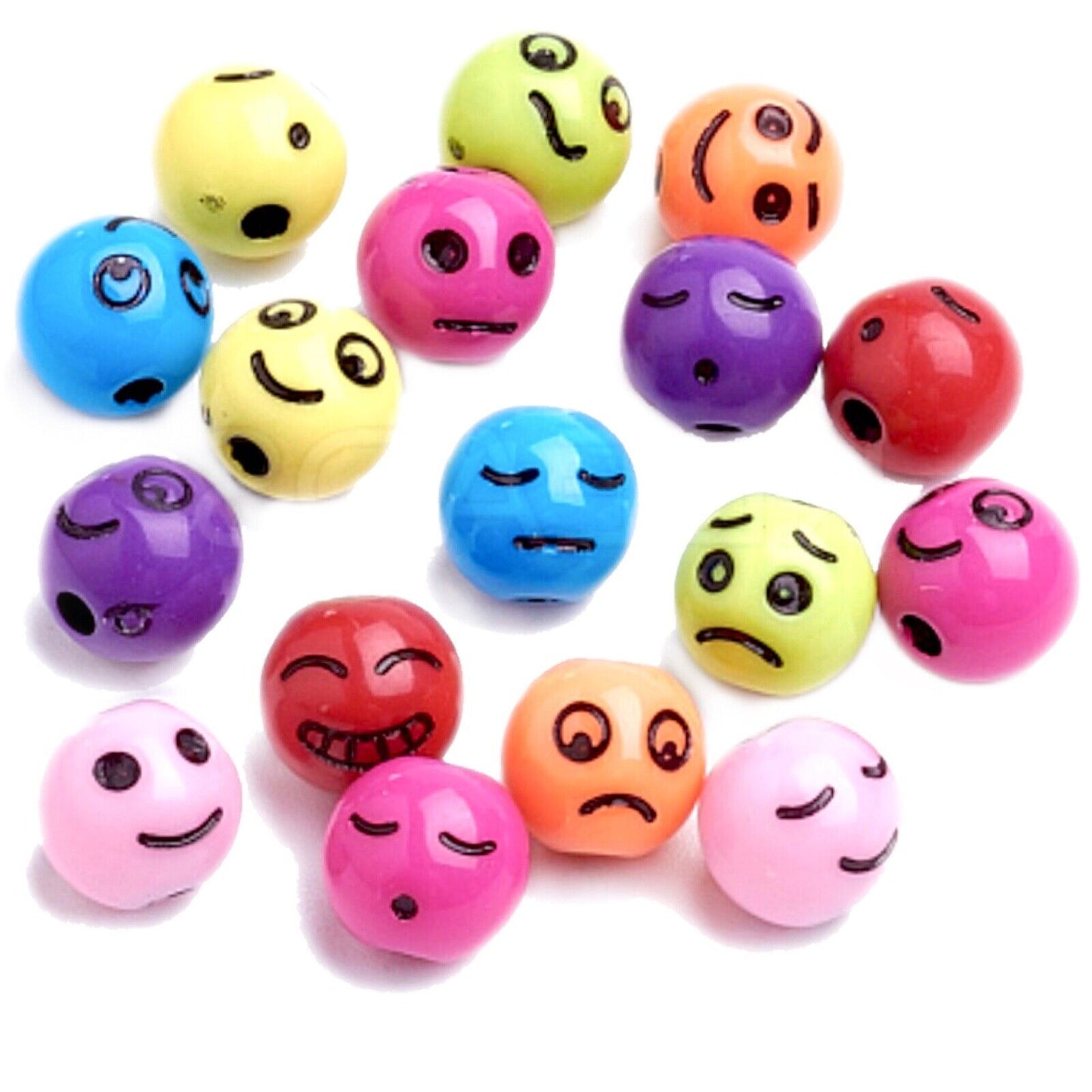 100x Expressive Round Ball or Cube Shaped Beads for Jewellery Making