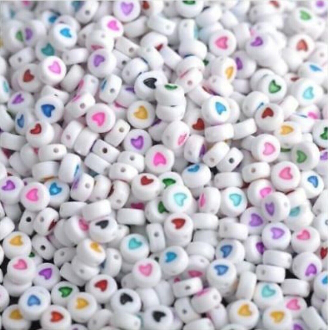 200x English Letter 6mm-7mm Flat Round Beads for Jewellery Making
