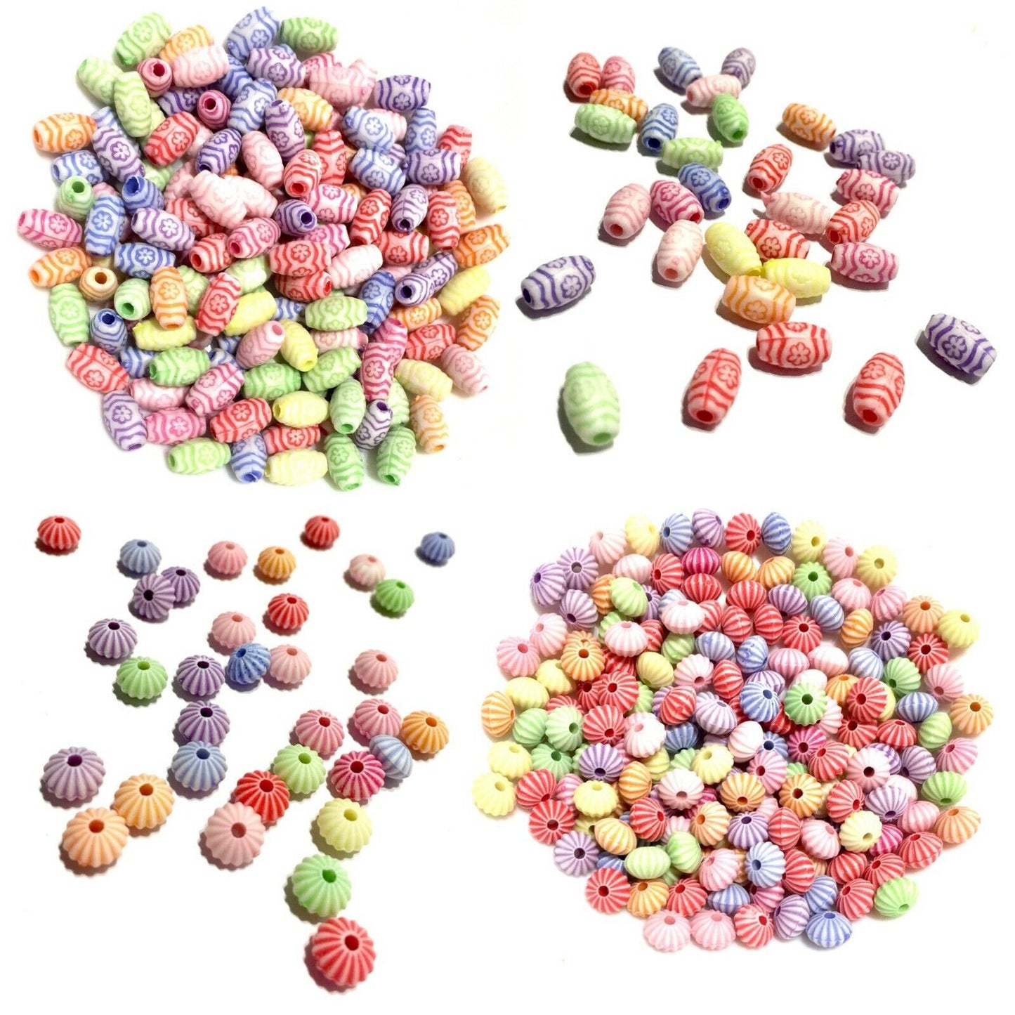 200x Rondelle or Tubular Acrylic Spacer Beads - Pick Your Style