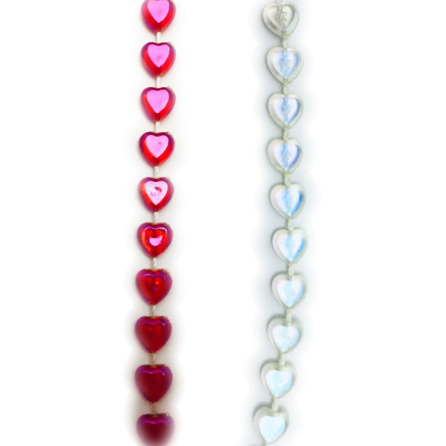 2x yards 6mm Strung Acrylic Mini Heart Beads Trimmings - 2 Colours to Pick