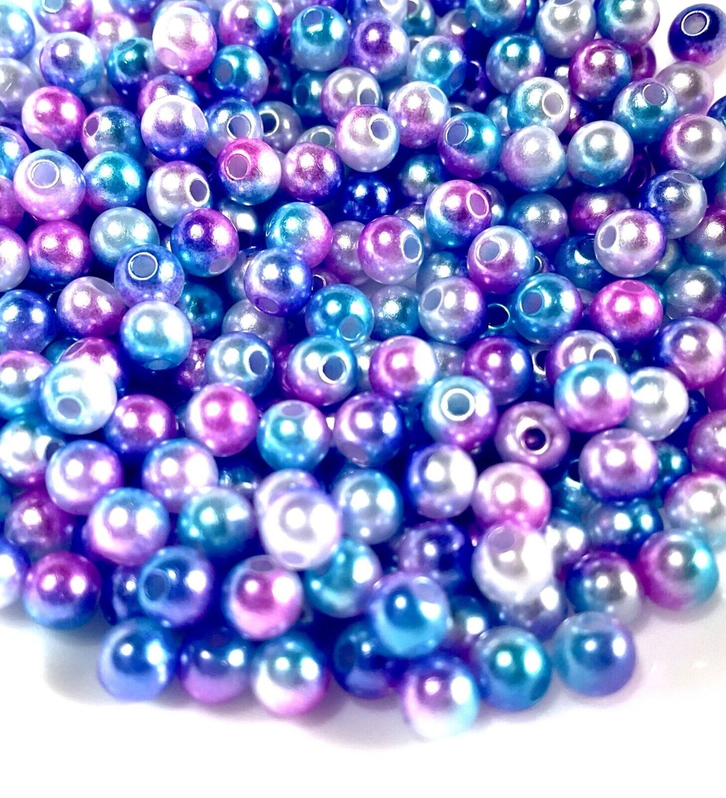 150x 6mm Rainbow Mermaid Faux Pearl Beads for Jewellery Craft Making