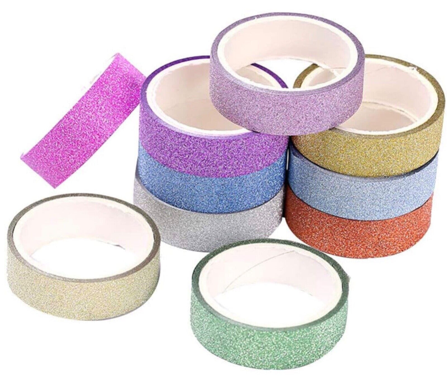 6x Roll Multi Colour 3mtrs 15mm Glitter Washi Tape - Pick Your Colour