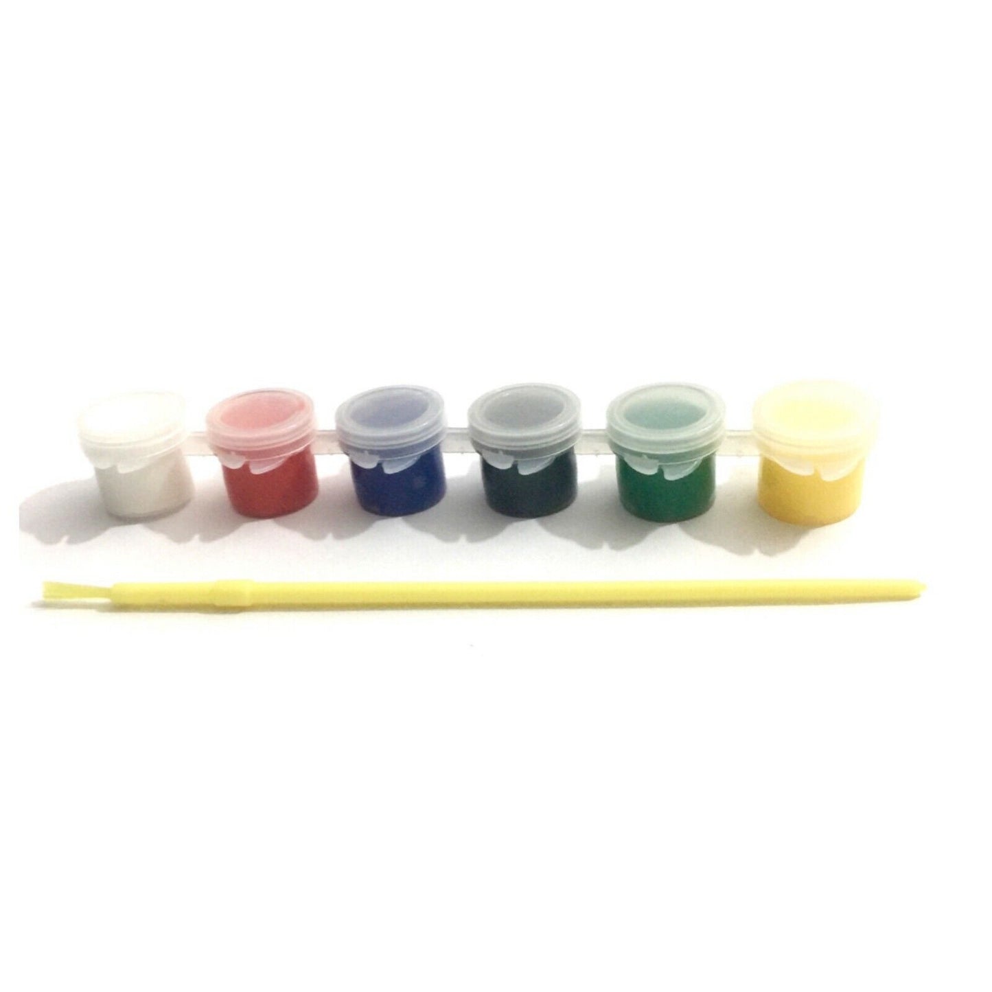 1x Set of 6 Fabric/Textile Mini Paint Pots with Brush - 3 Colour Sets to Choose