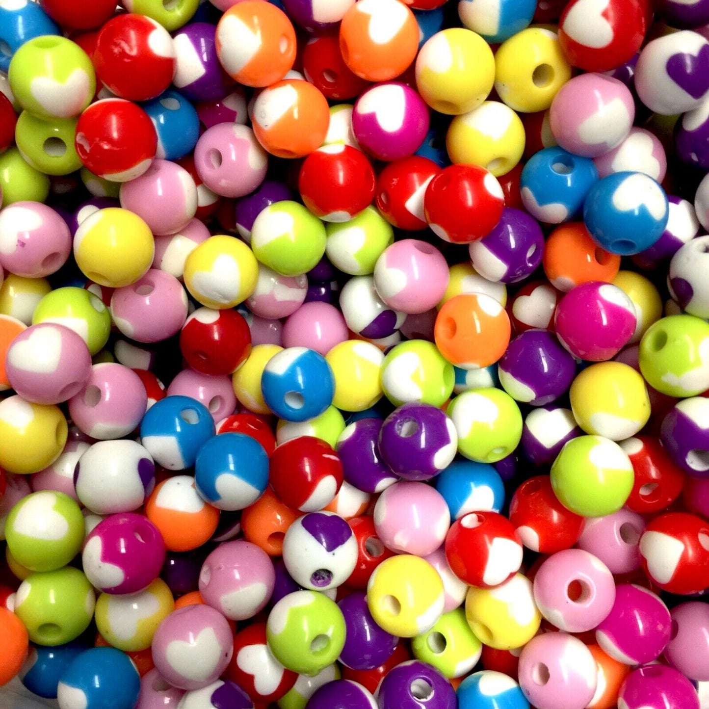 100x Heart Shape and Heart Design Acrylic Spacer Beads - Pick Your Style