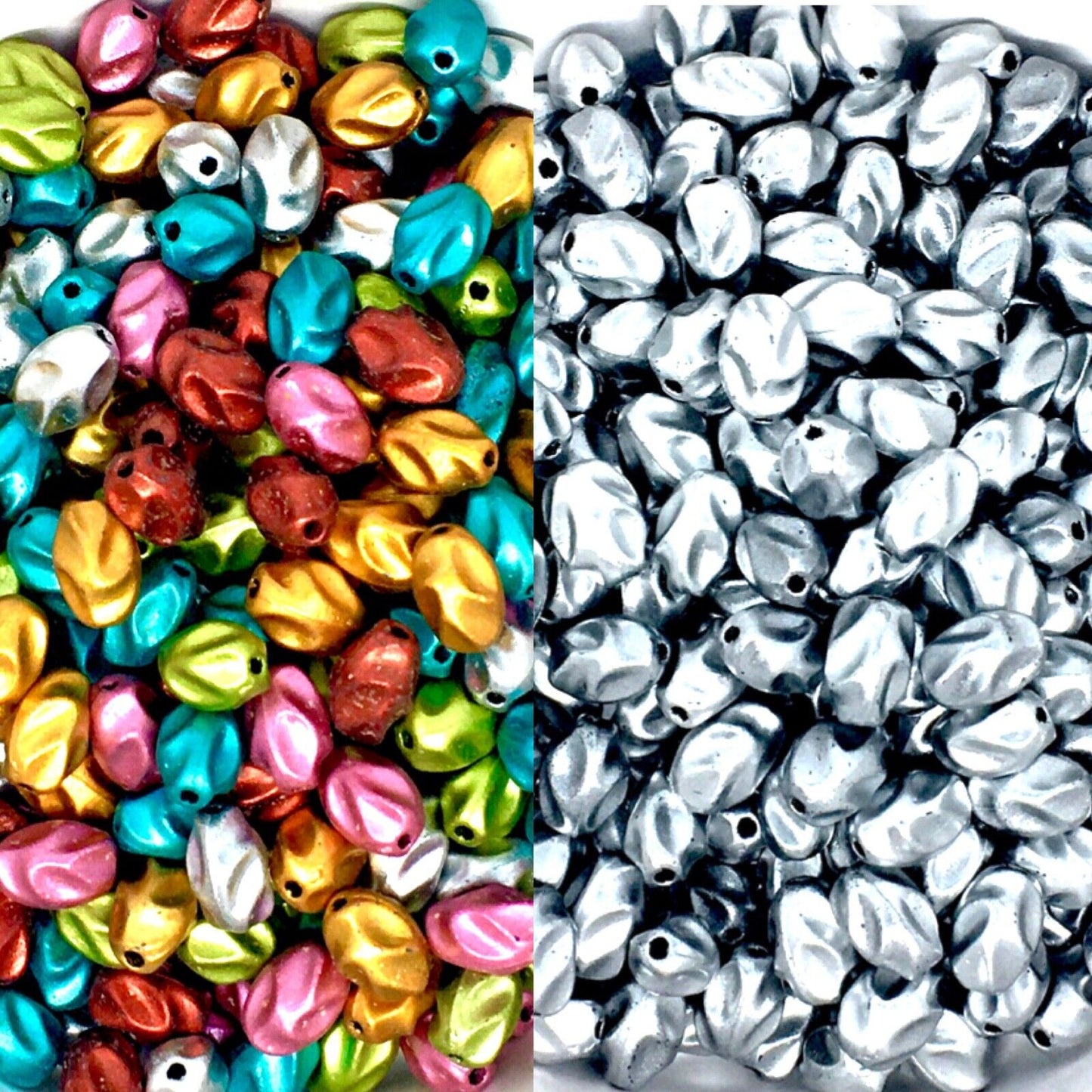 100x Spherical 10mmx5mm Fancy Metallic Acrylic Beads for Jewellery Making