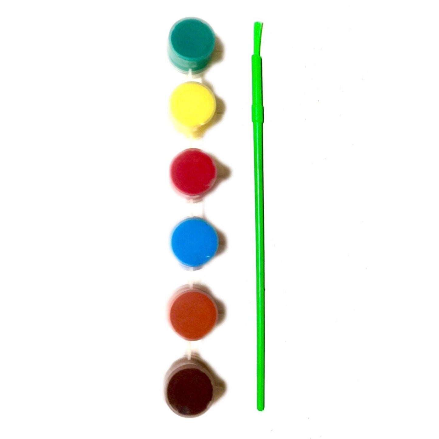 1x Set of 6 Mini Acrylic Paint Pots with Brush - 9 Colour Sets to Choose