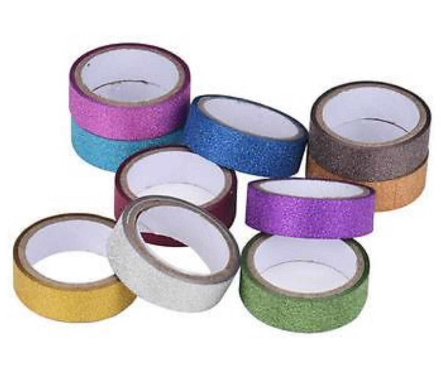 6x Roll Multi Colour 3mtrs 15mm Glitter Washi Tape - Pick Your Colour