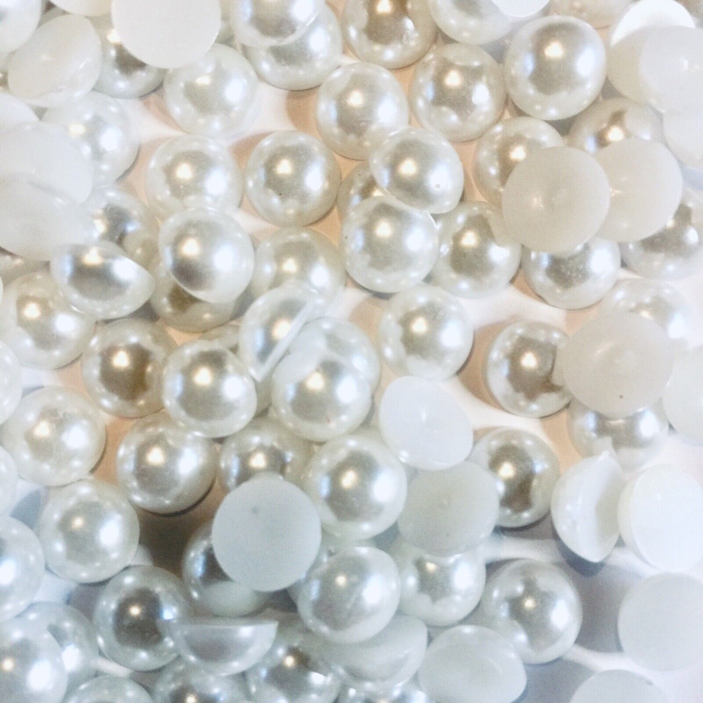 200x Half Pearl 8mm Flat-back Resin Beads - Choose Your Colour