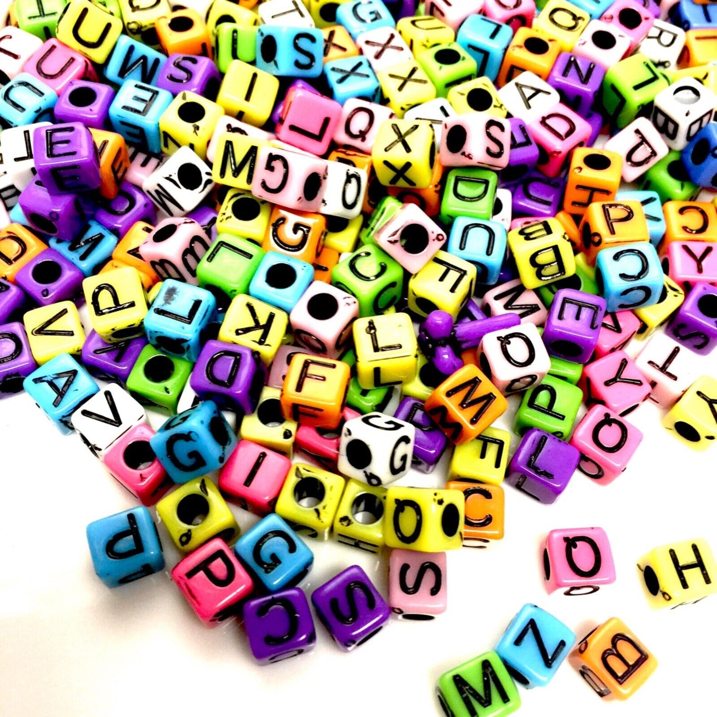 200x Cube Letter Acrylic Beads for Jewellery Making - Pick Your Colour