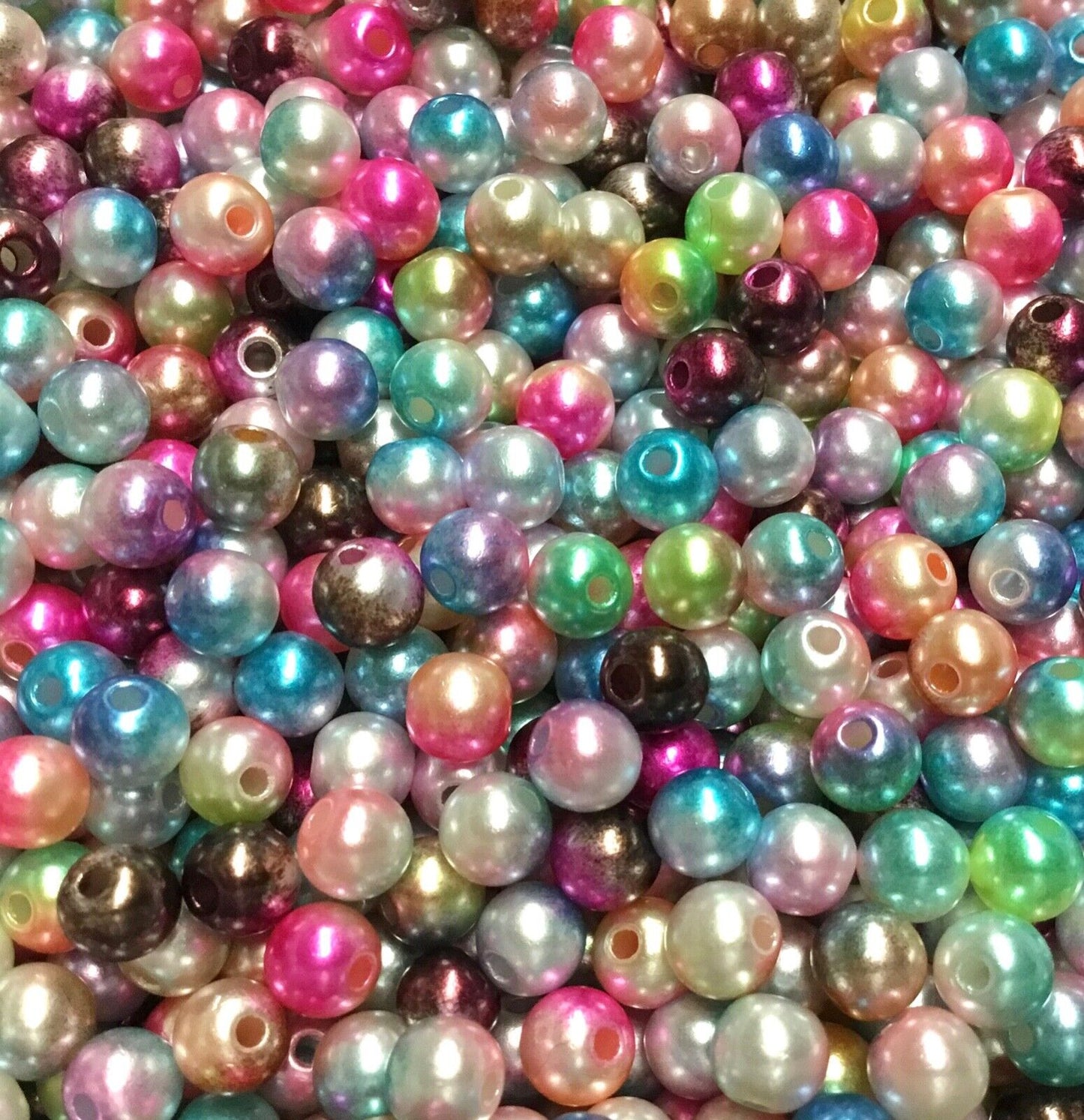 150x 6mm Rainbow Mermaid Faux Pearl Beads for Jewellery Craft Making