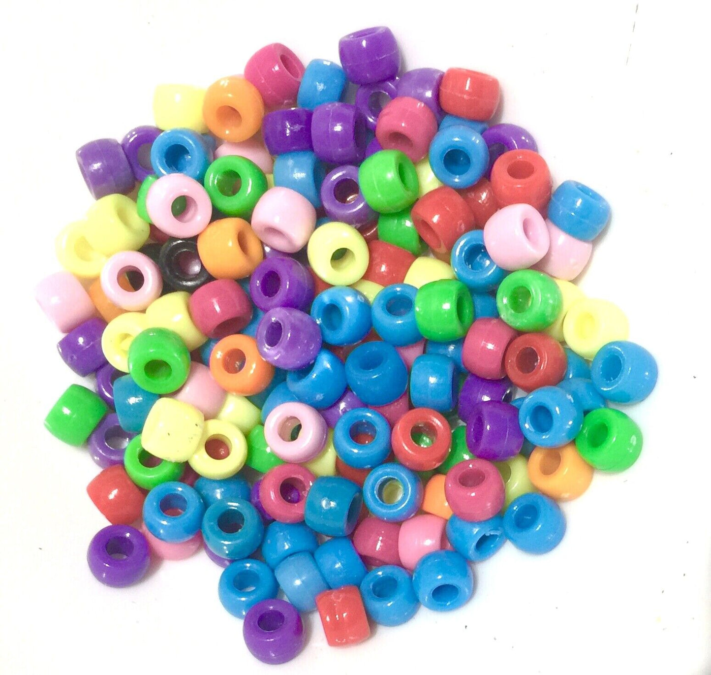 200x Mix Coloured Acrylic Pony Beads - Choose Between Glitter, Opaque, Metallic