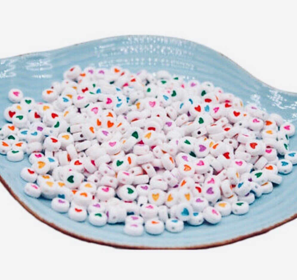 200x English Letter 6mm-7mm Flat Round Beads for Jewellery Making