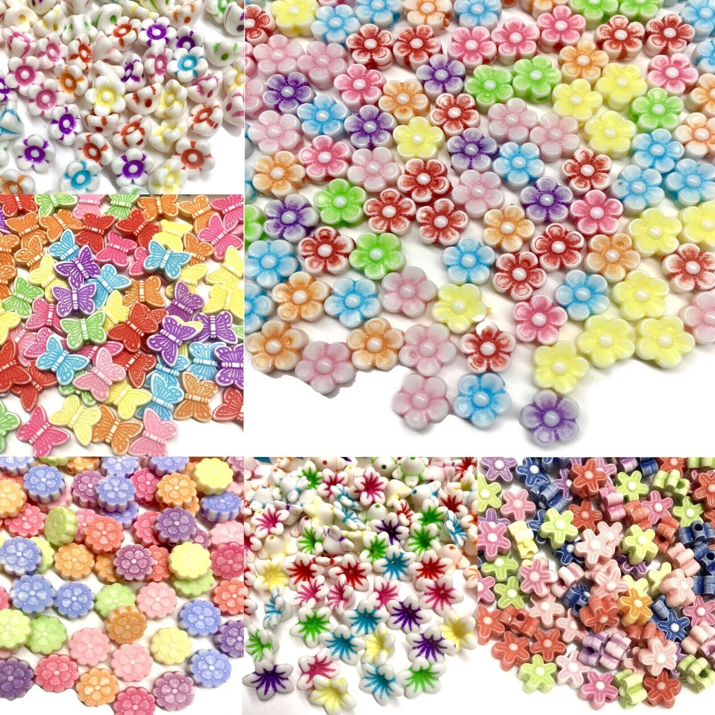 100 pcs Flowers and Butterfly Acrylic Charm and Beads - Pick Your Design