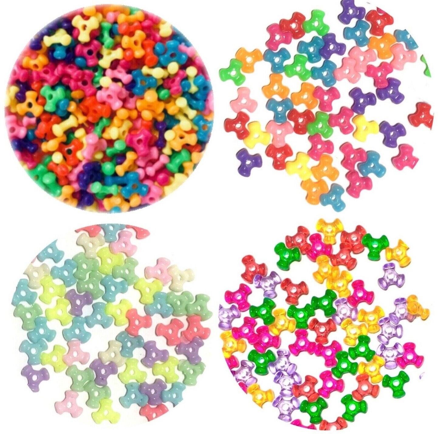 200x Mix Colour 10mm Tri-Beads for Jewellery Craft Making - Choose Your Colour