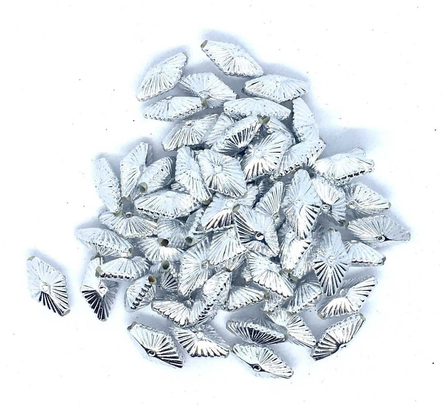 50x Silver 14mm Tubular or Diagonal Shape Spacer Beads for Jewellery Crafting
