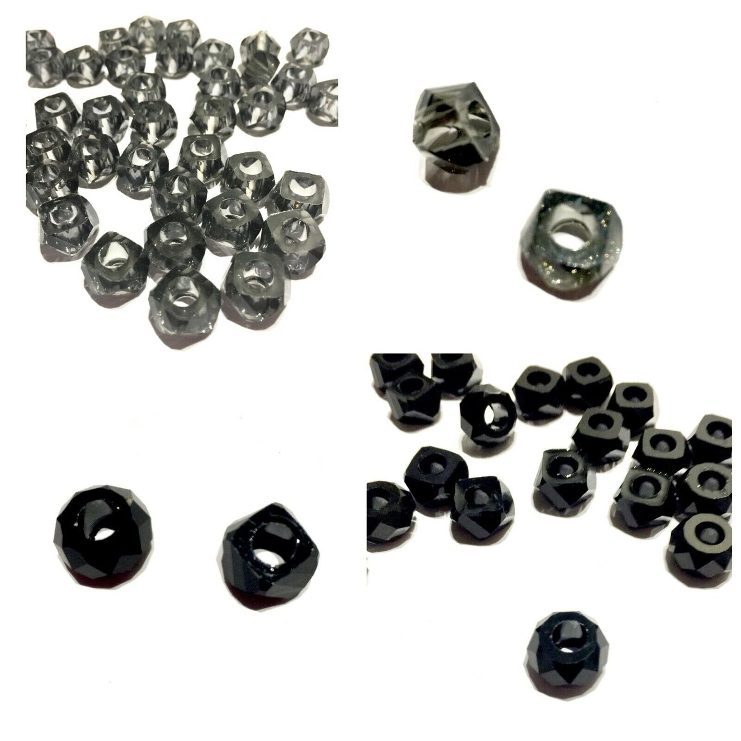 25x Large Hole Faceted 8MMx13mm Acrylic Beads for Jewellery Making