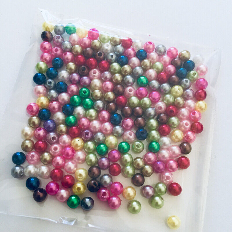 200x Acrylic 6mm Faux Pearl Beads - Choose Your Colour