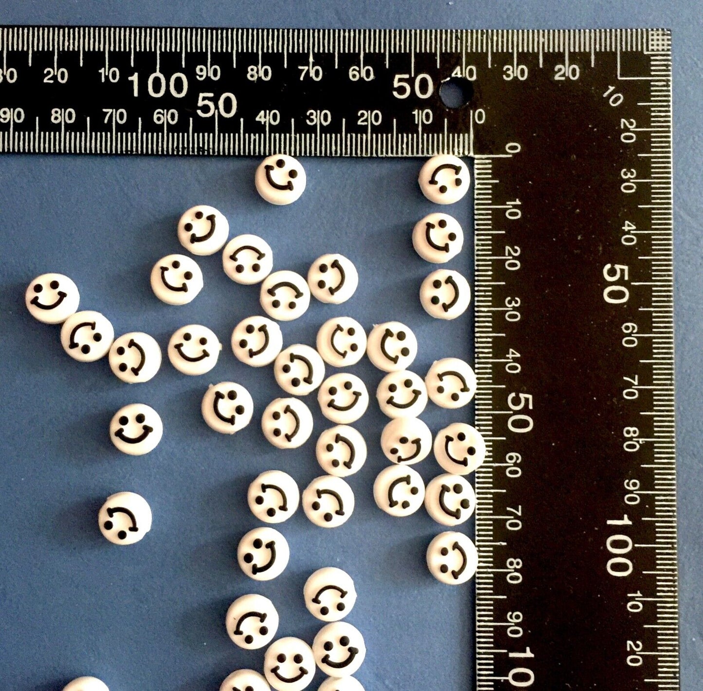 100x Smiling Beads Flat Round Disc 10mmx5mm for Jewellery Making -Pick Your Colour