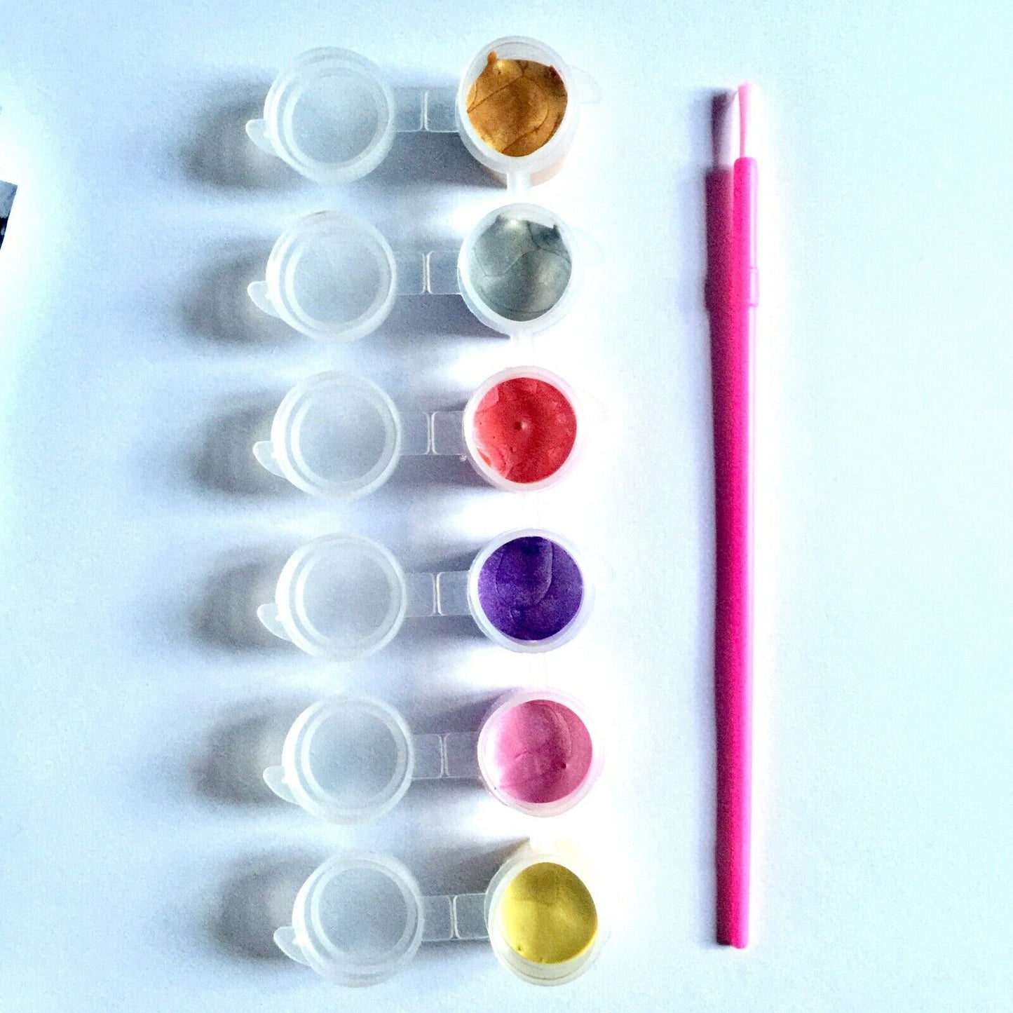 1x Set of 6 Mini Acrylic Paint Pots with Brush - 9 Colour Sets to Choose