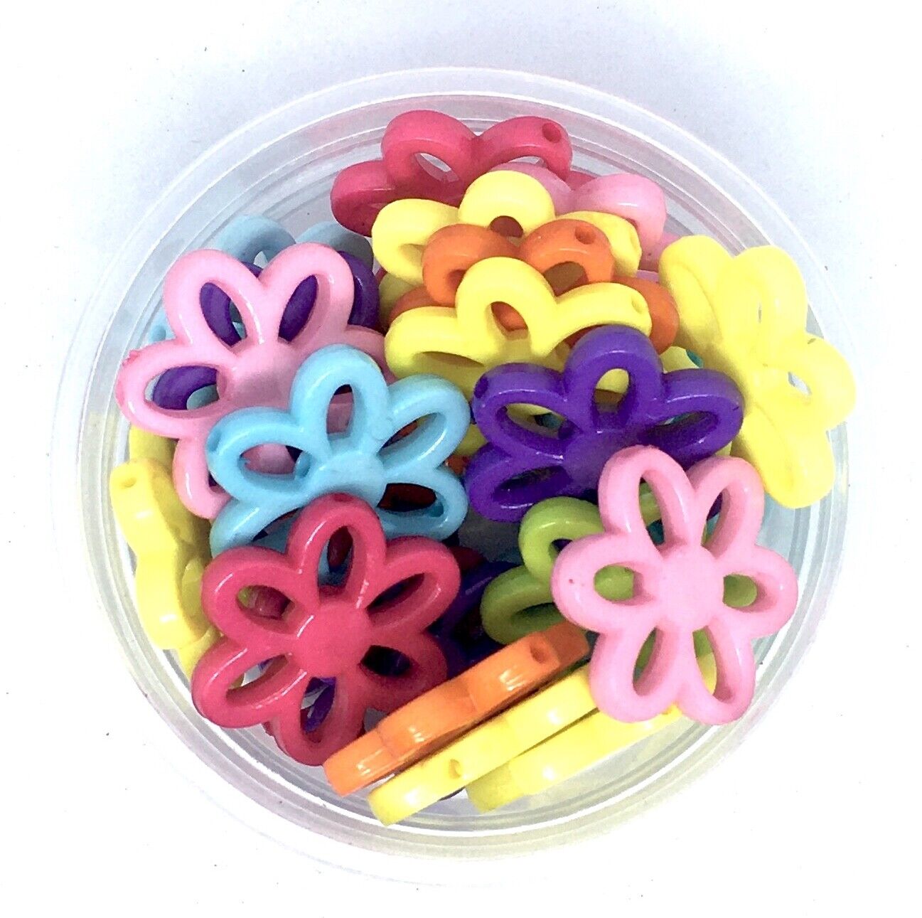 30x Multi Colour Large 25mm Flower Acrylic Charm Beads for Jewellery Making