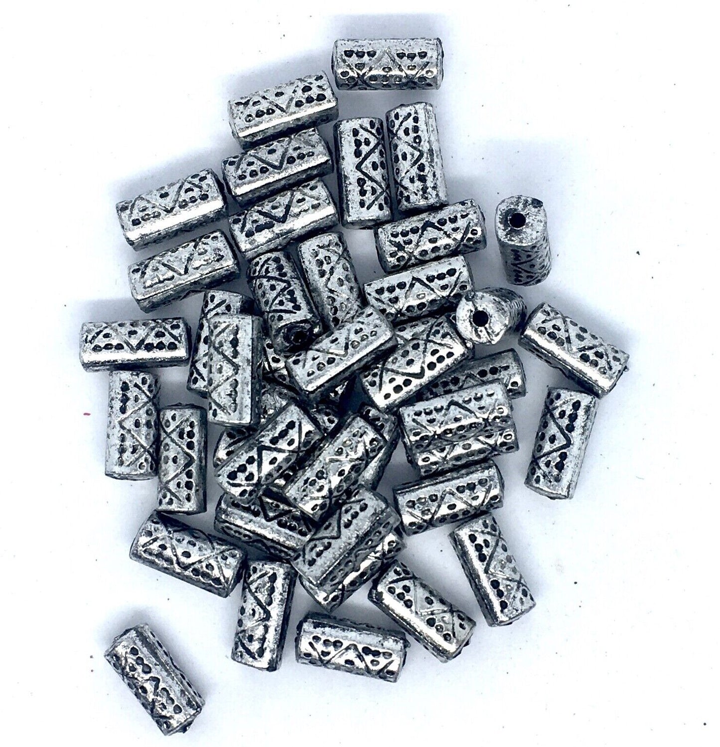 50x Silver 14mm Tubular or Diagonal Shape Spacer Beads for Jewellery Crafting
