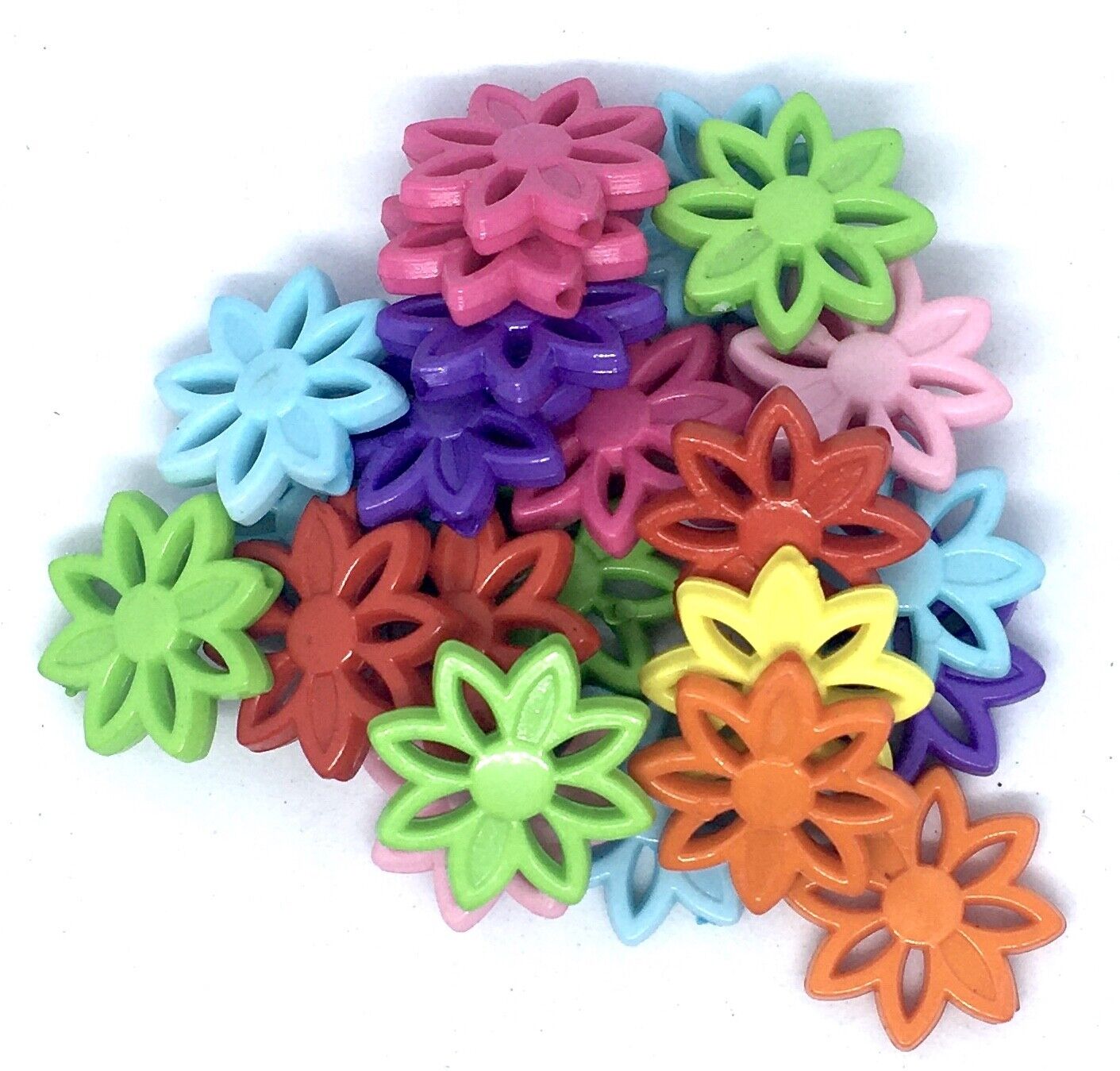 30x Multi Colour Large 25mm Flower Acrylic Charm Beads for Jewellery Making
