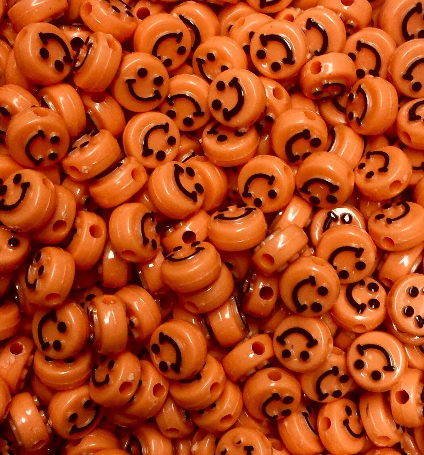 100x Smiling Beads Flat Round Disc 10mmx5mm for Jewellery Making -Pick Your Colour