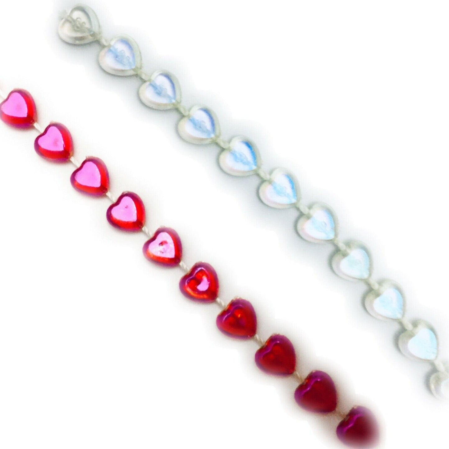 2x yards 6mm Strung Acrylic Mini Heart Beads Trimmings - 2 Colours to Pick
