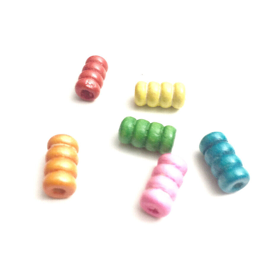 100x Curvy Spiralled Wooden Tube Beads 12x7mm