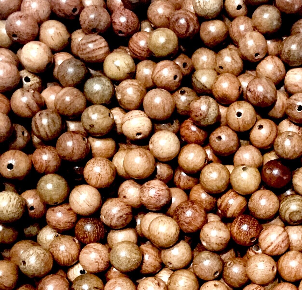 100x Round Wooden 8mm-10mm Beads - Choose Your Colour and Size