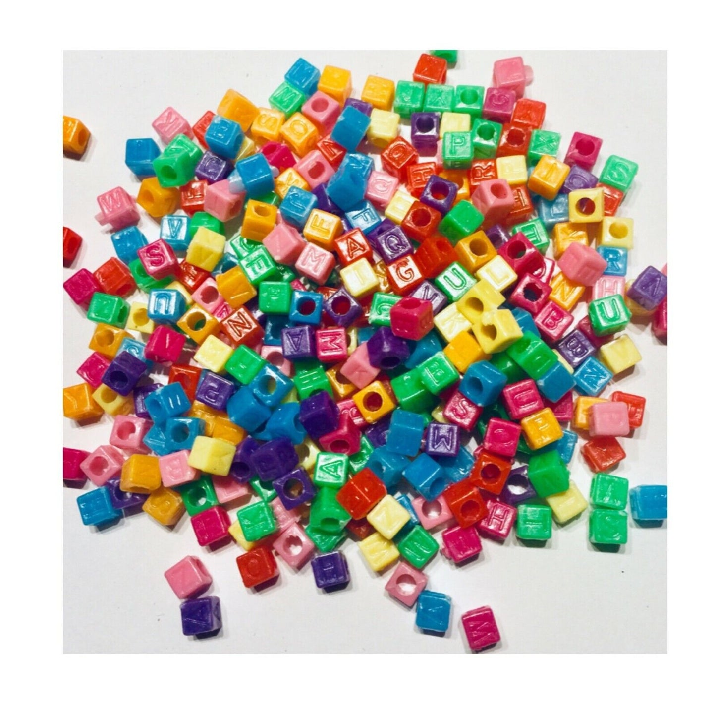 200x Cube Letter Acrylic Beads for Jewellery Making - Pick Your Colour