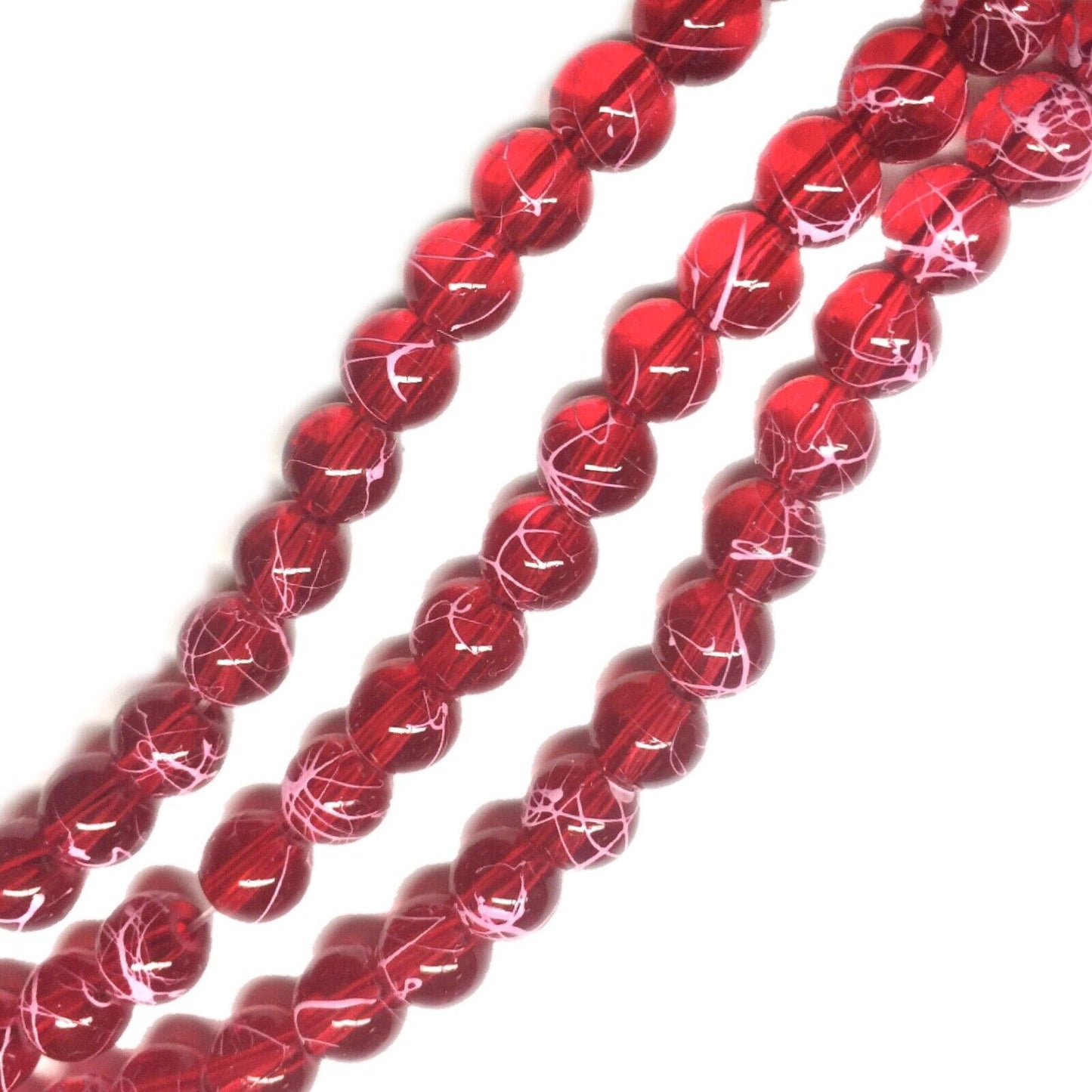 130 pcs 1x Strand Drawbench Painted 6mm Glass Beads for Jewellery Making Craft