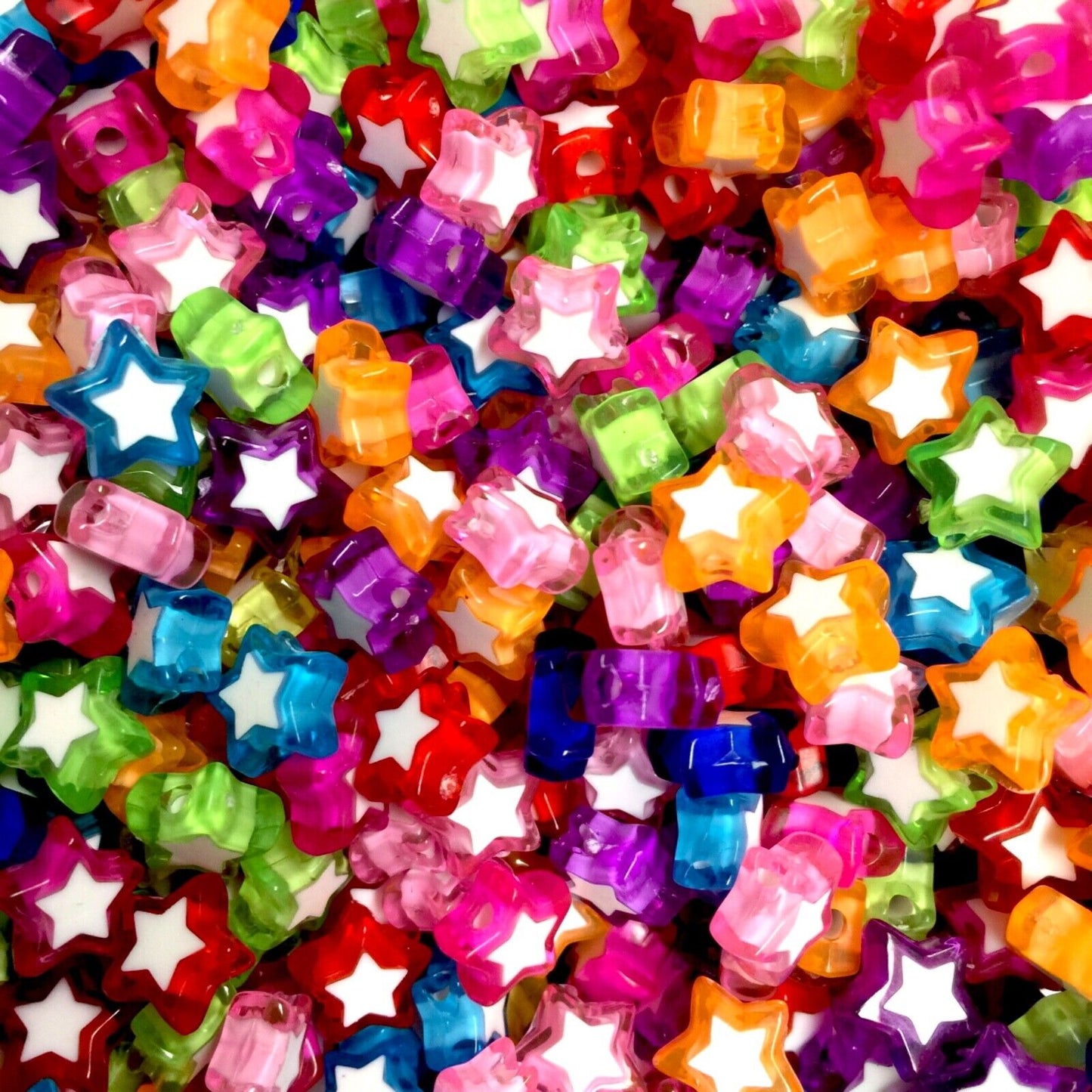 100x Mix Coloured Star Shaped Beads - Pick Your Style