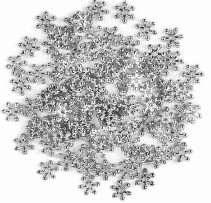 100x Metallic Snowflakes 8mm Spacer Beads Acrylic Spacer Beads