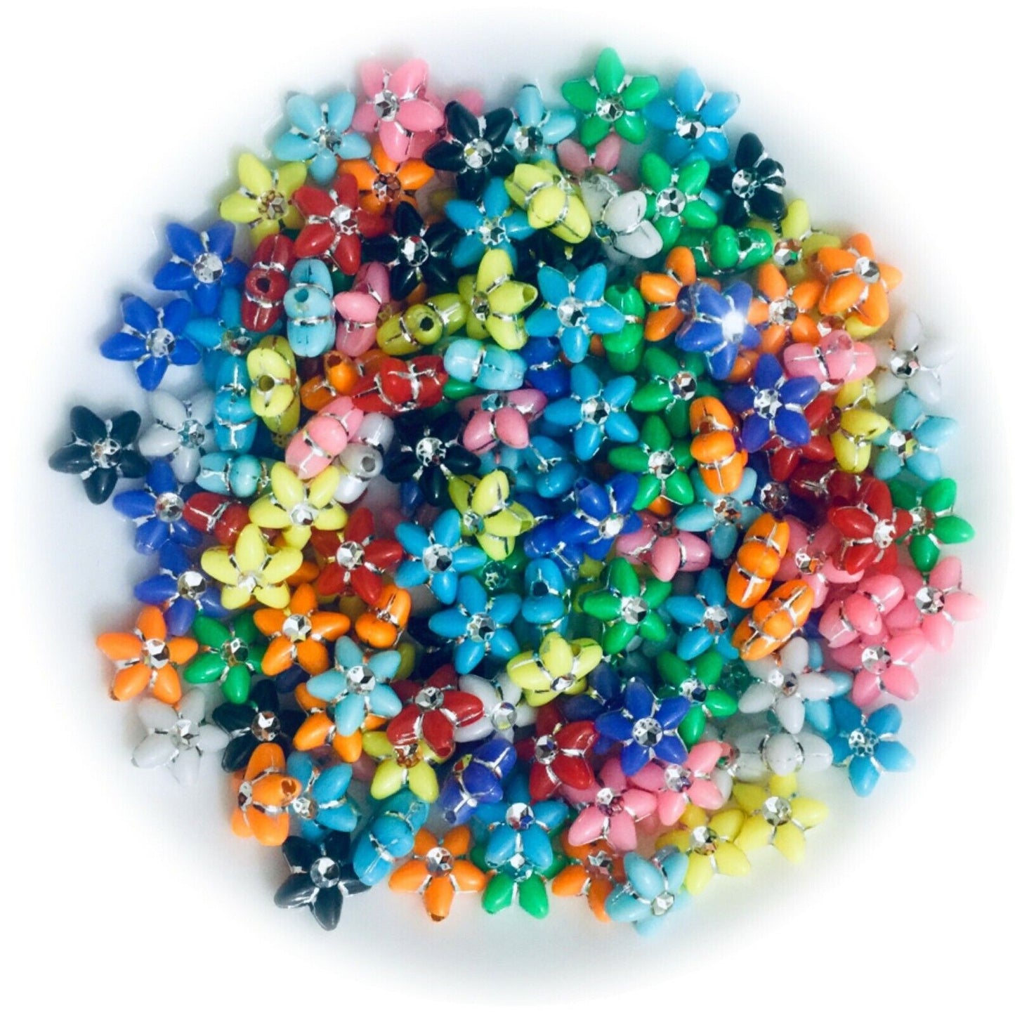 200x Mix Coloured 10MM Star Diamanté Beads - Pick Your Style