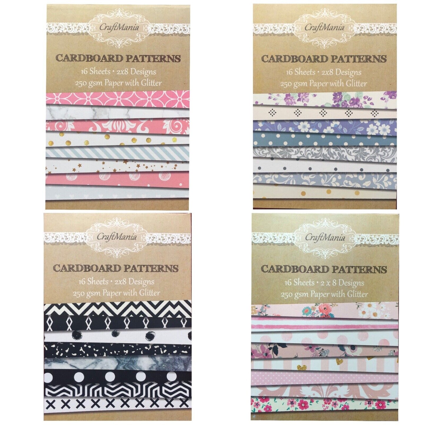 Craftmania Mixed Card Patterns 250gsm Design Pad - Choose Your Theme