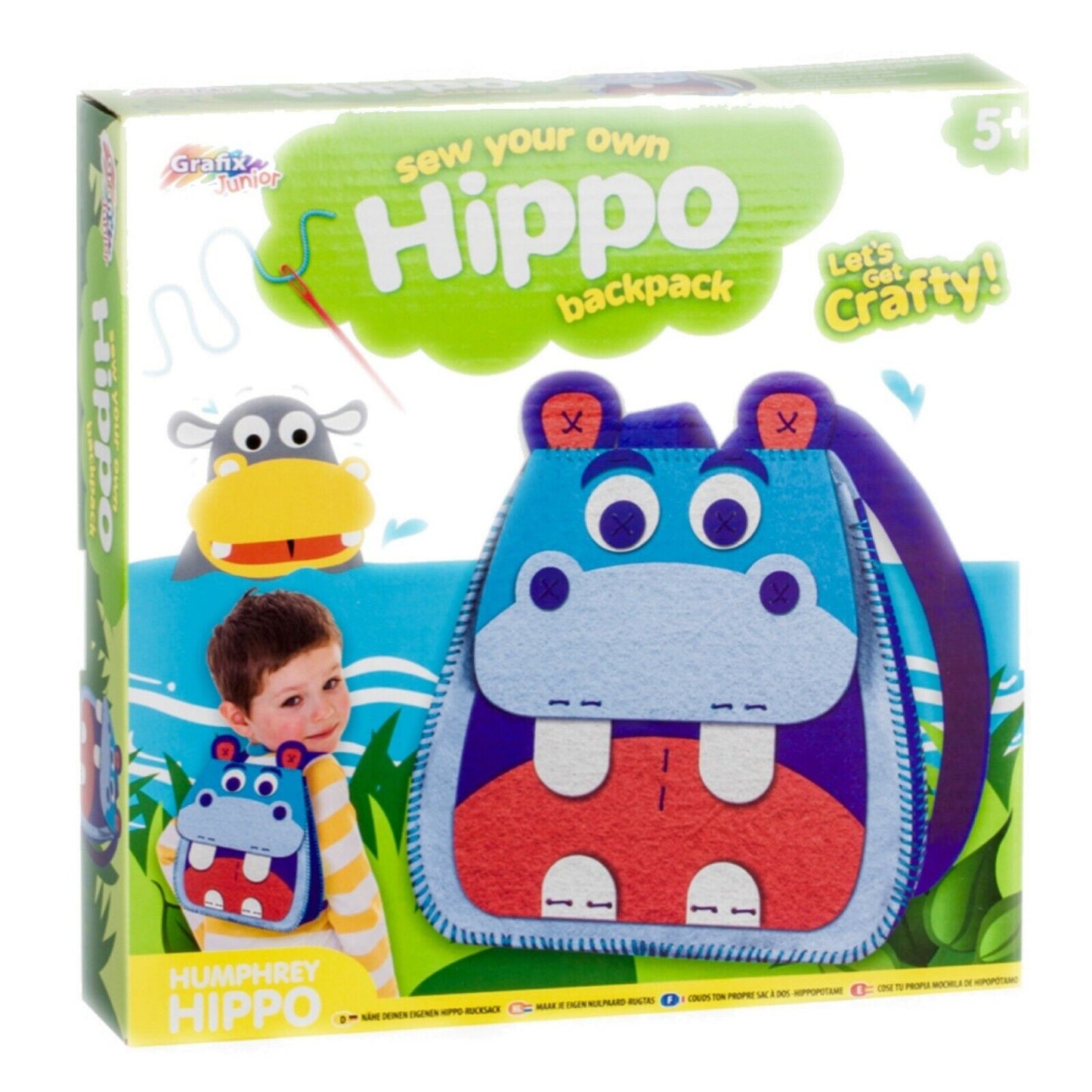 Sew and Make Your Own Animal Backpack DIY Kit - Choose Giraffe or Hippo