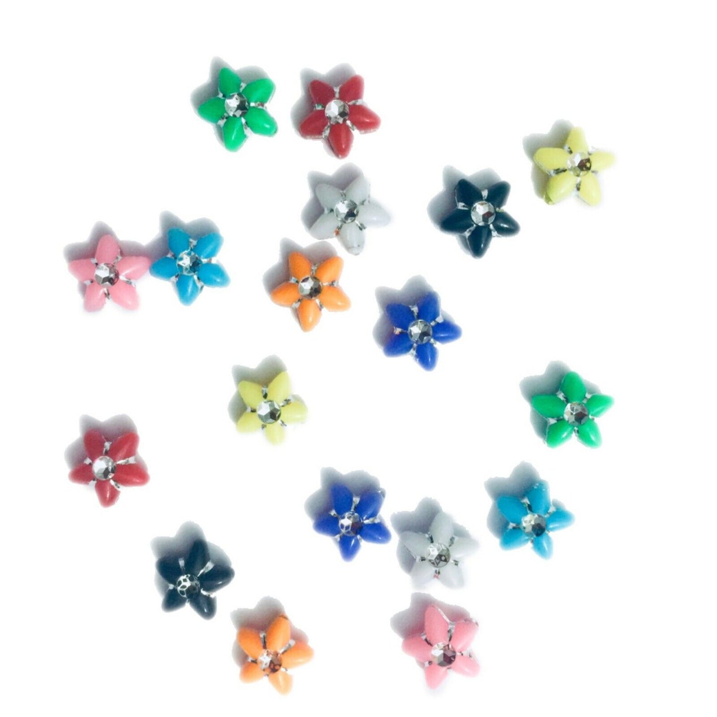 200x Mix Coloured 10MM Star Diamanté Beads - Pick Your Style