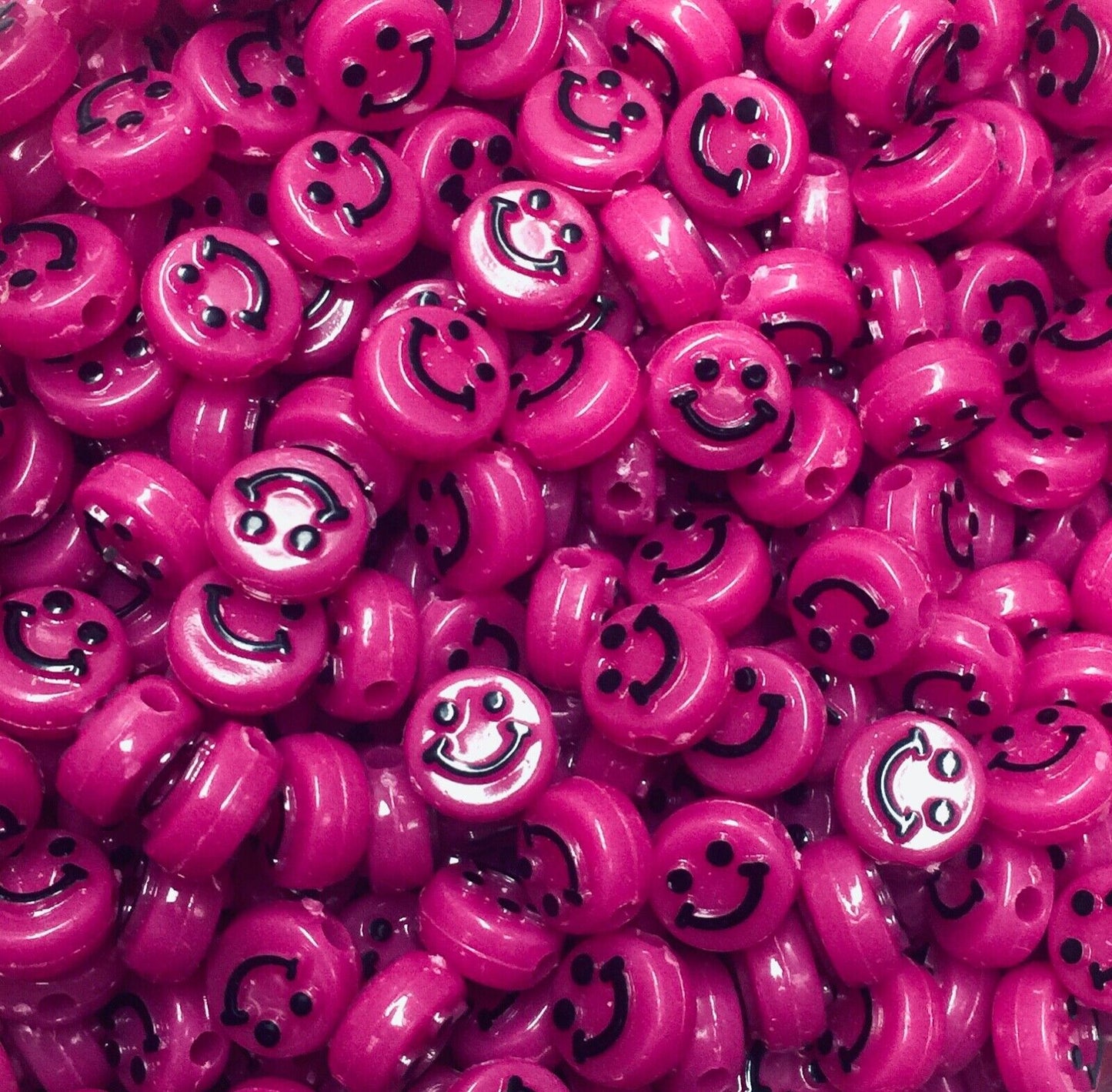 100x Smiling Beads Flat Round Disc 10mmx5mm for Jewellery Making -Pick Your Colour