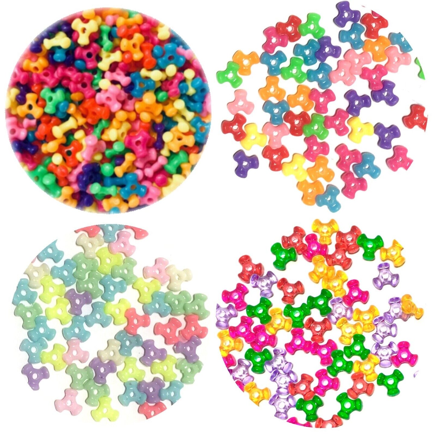 200x Mix Coloured 10MM Tri Beads - Pick Your Colour
