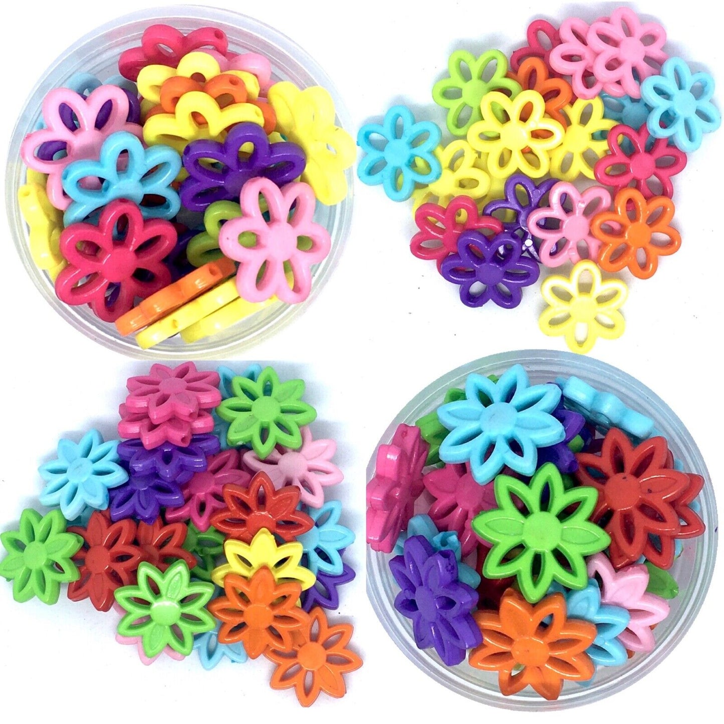 30x Multi Colour Large 25mm Flower Acrylic Charm Beads for Jewellery Making