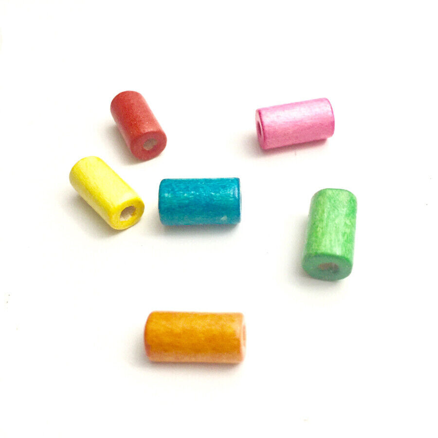 100x Wooden Tube Beads - Choose Your Colour