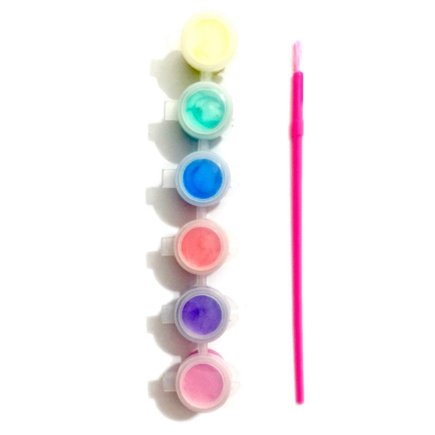 1x Set of 6 Mini Acrylic Paint Pots with Brush - 9 Colour Sets to Choose