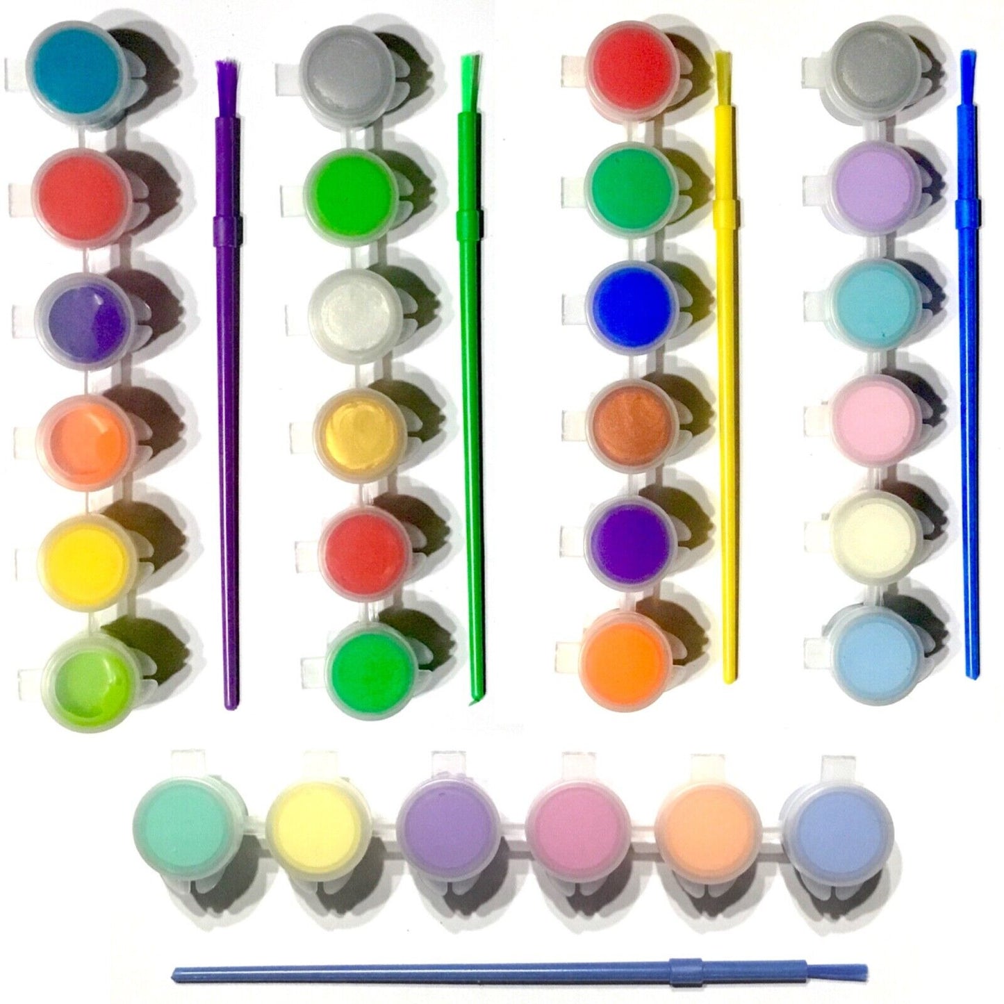 1x Set of 6 Mini Ready Mix Paint Pots w/ Brush - Pick you Colour Theme