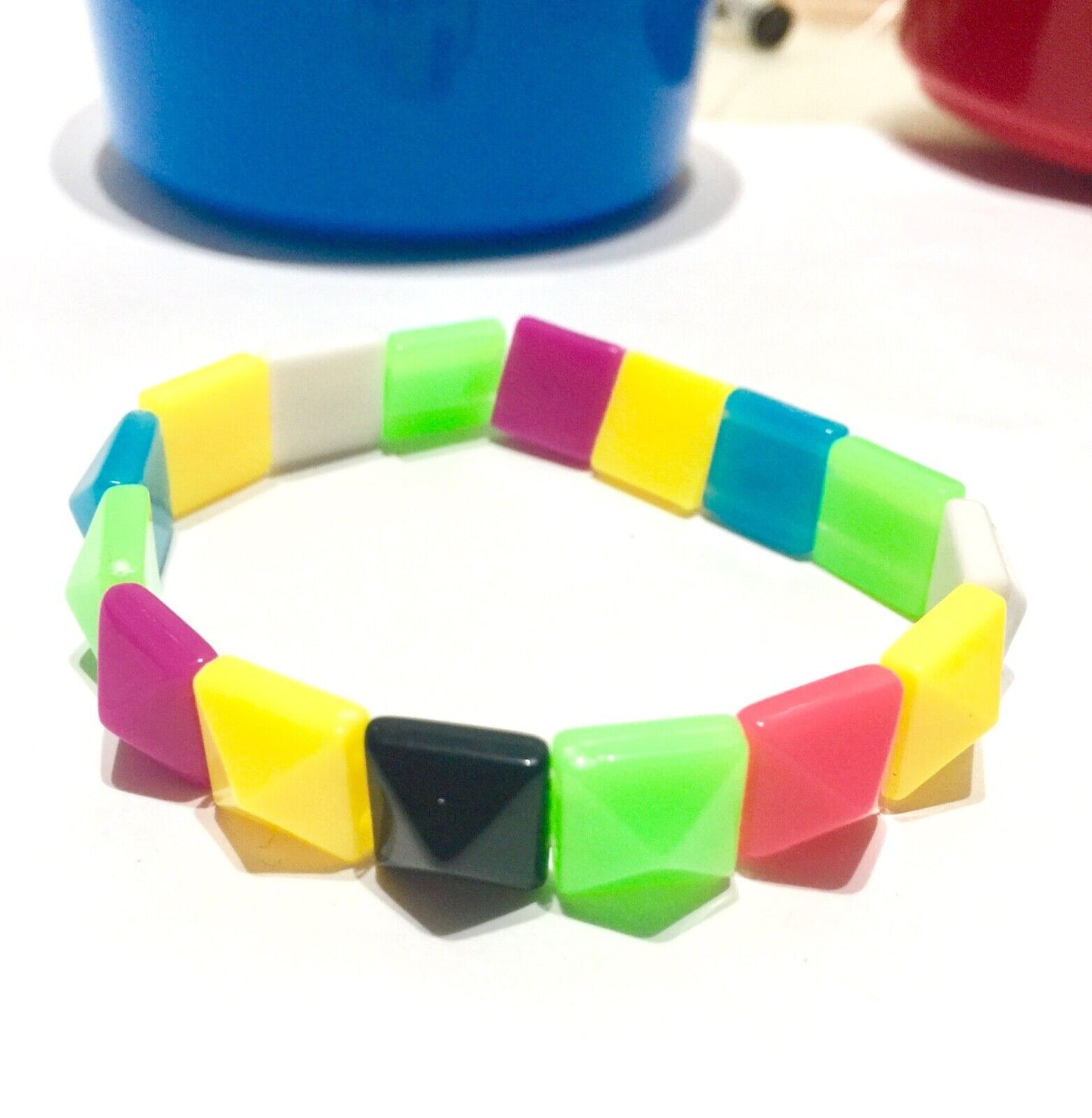 100x Pyramid 10x10mm 2 Hole Flat Back Acrylic Beads for Crafting -Pick Ur Colour