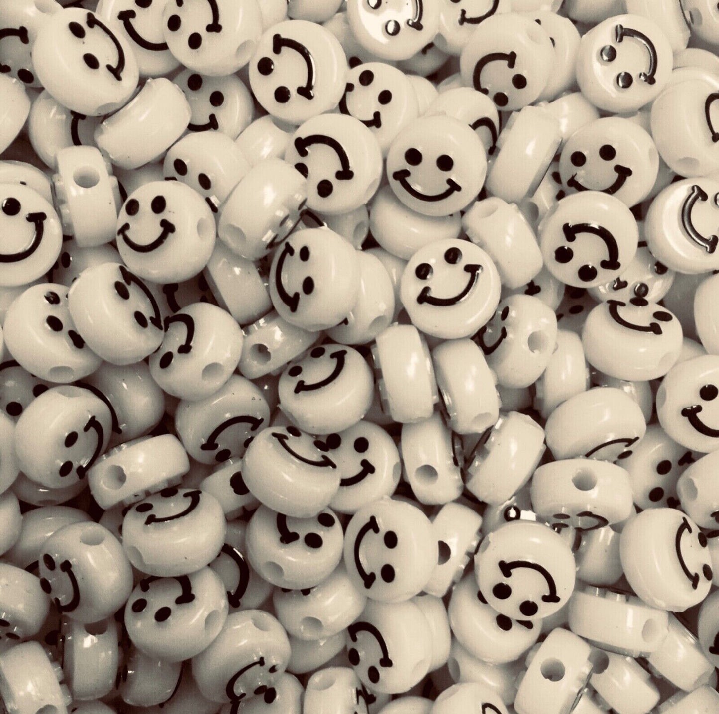 100x Smiling Beads Flat Round Disc 10mmx5mm for Jewellery Making -Pick Your Colour