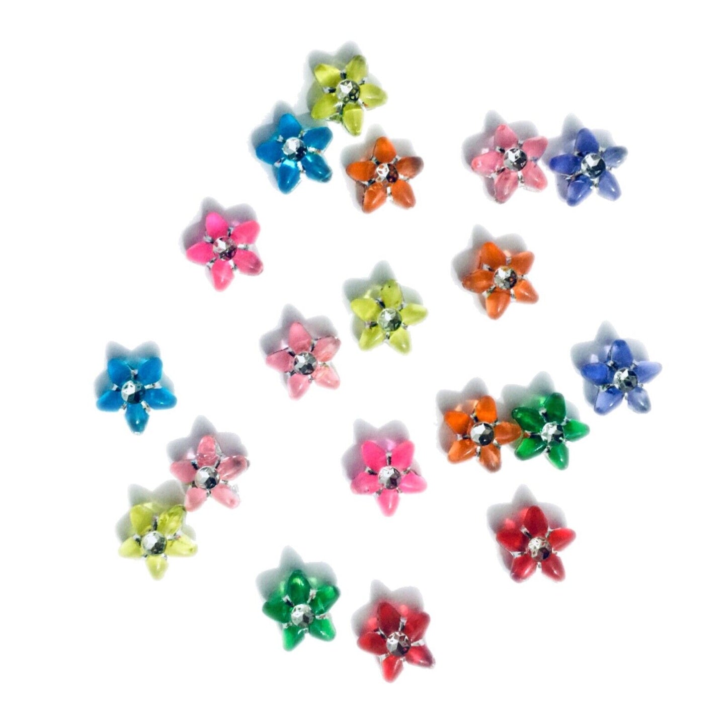 200x Mix Coloured 10MM Star Diamanté Beads - Pick Your Style