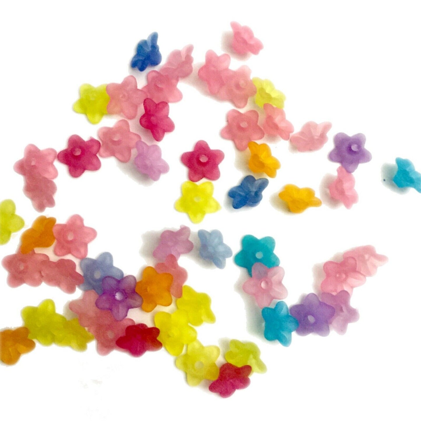 100x Frosted Acrylic Flower Bead Caps 6mm or 8mm - Choose Your Design