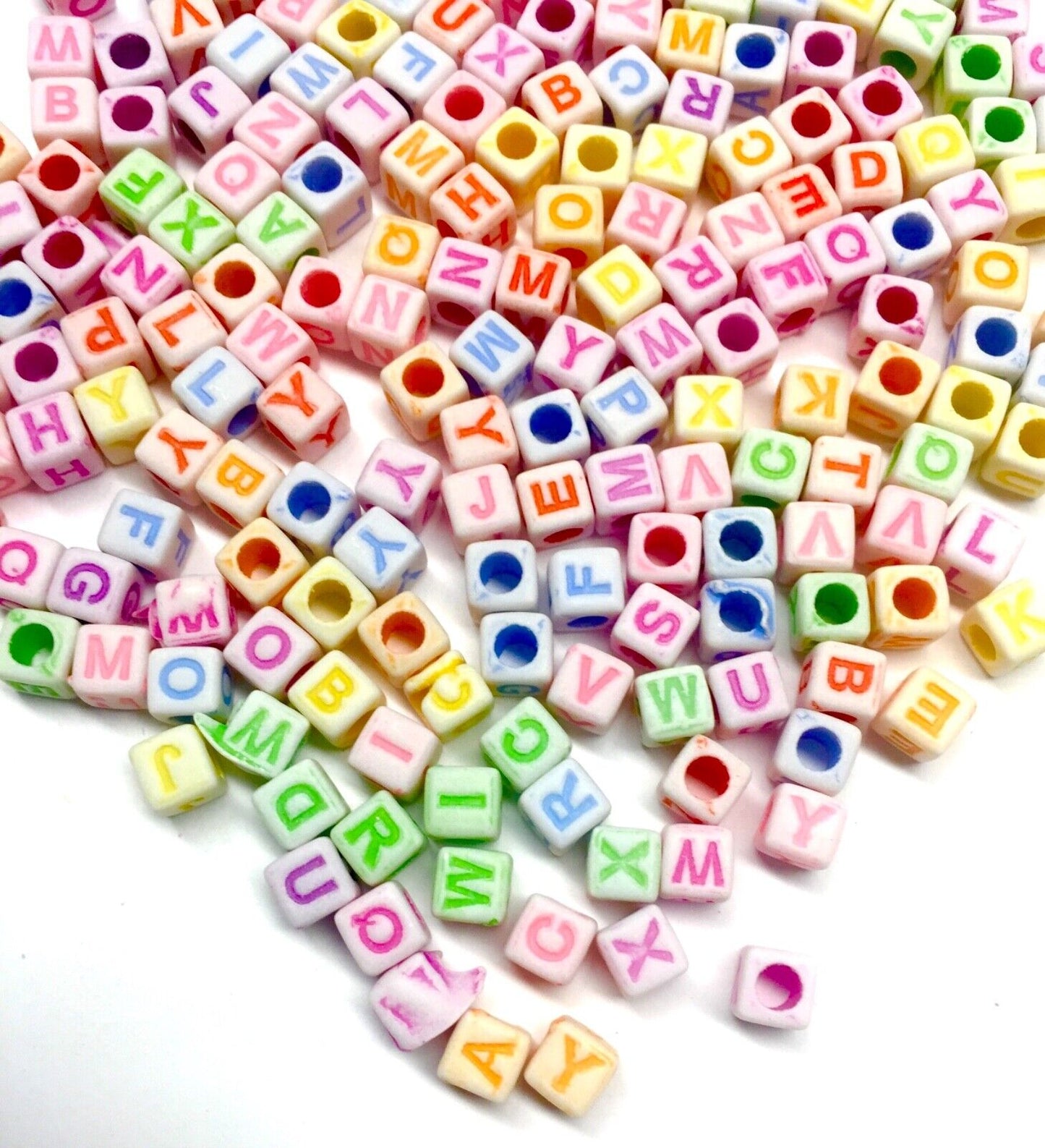 200x Cube Letter Acrylic Beads for Jewellery Making - Pick Your Colour